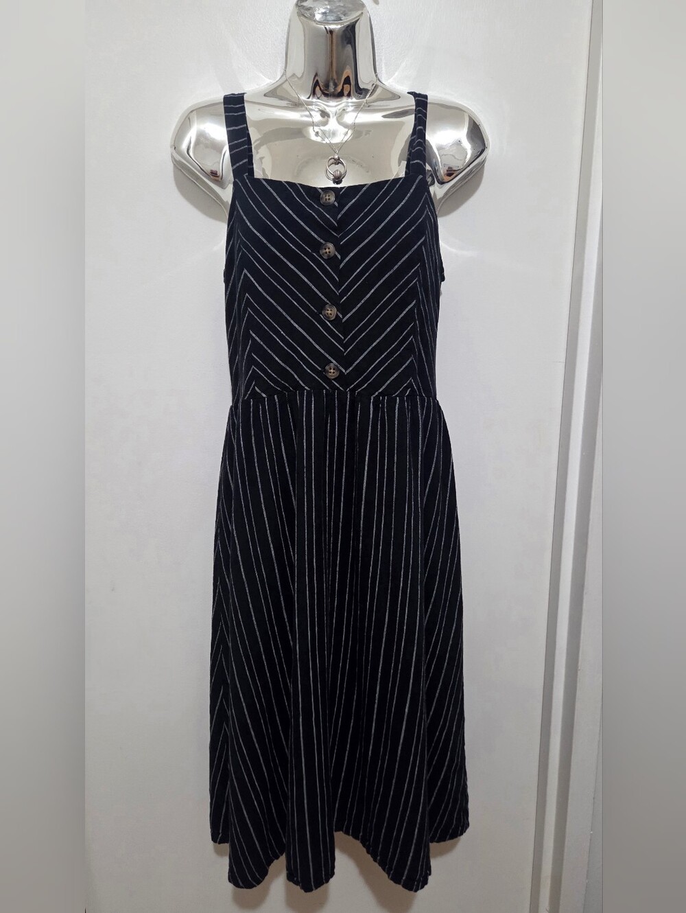Reitmans Linen Blend Striped Fit & Flare Sundress M - Picture 2 of 13